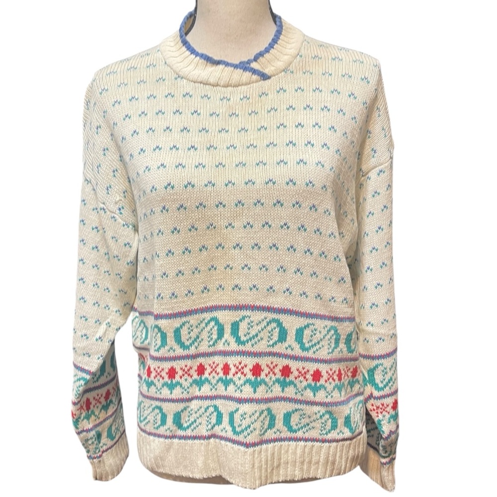 Vintage Honor Misses Cottagecore Bow Cute Knit Pullover Sweater‎ Women's Large